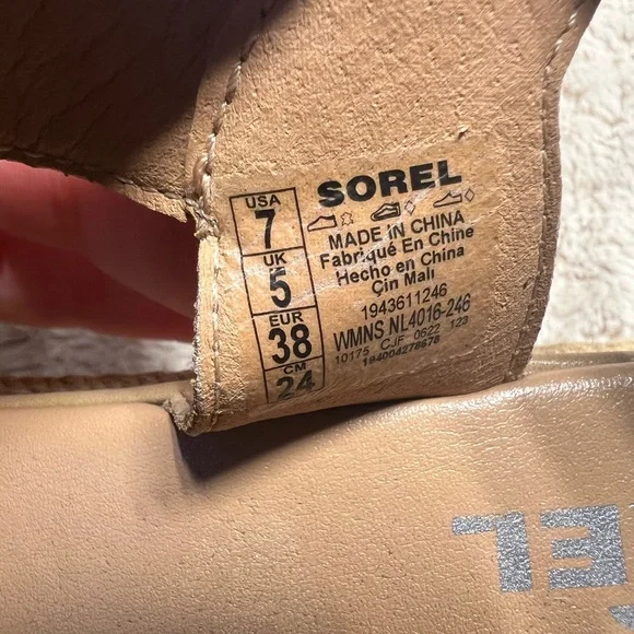 Sorel Cameron Ankle Strap Platform Sandals Womens Size 7 Tan Espadrille Shoes - Picture 5 of 5